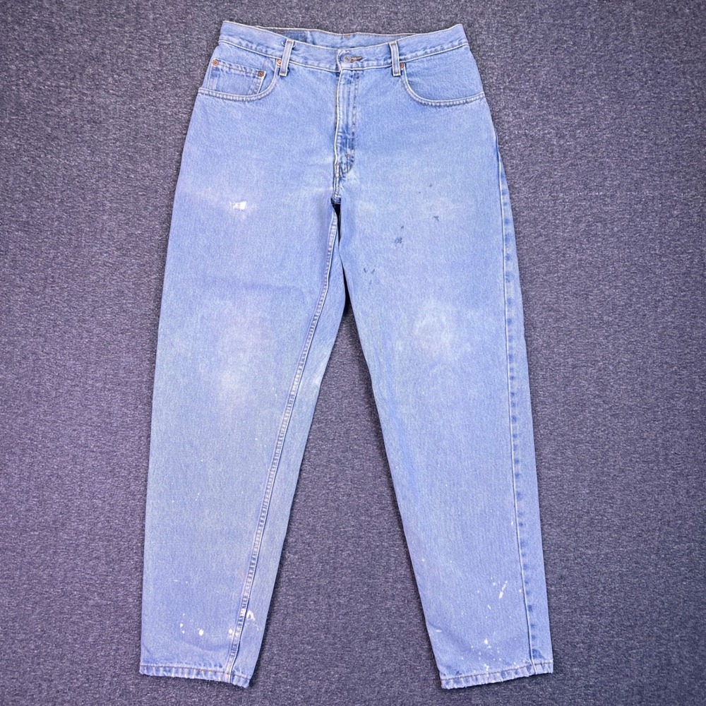VTG 90s Levis 560 Jeans Mens 34x33 Light Blue Loose Fit Distressed Tapered Baggy